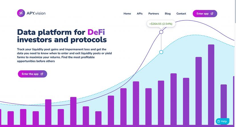 Screenshot of APY Vision DeFi Platform