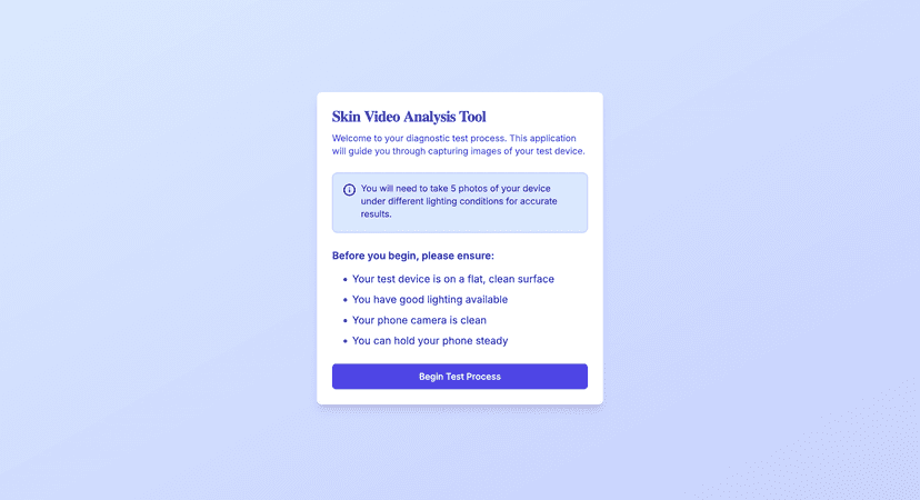 Screenshot of Skin Video Analysis Tool